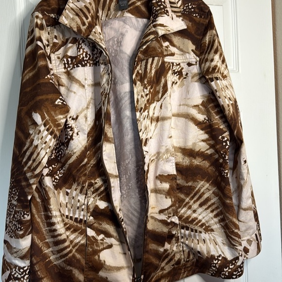 Chico's Additions Brown and Cream Animal Print Jacket Size 3(16) - Picture 3 of 7